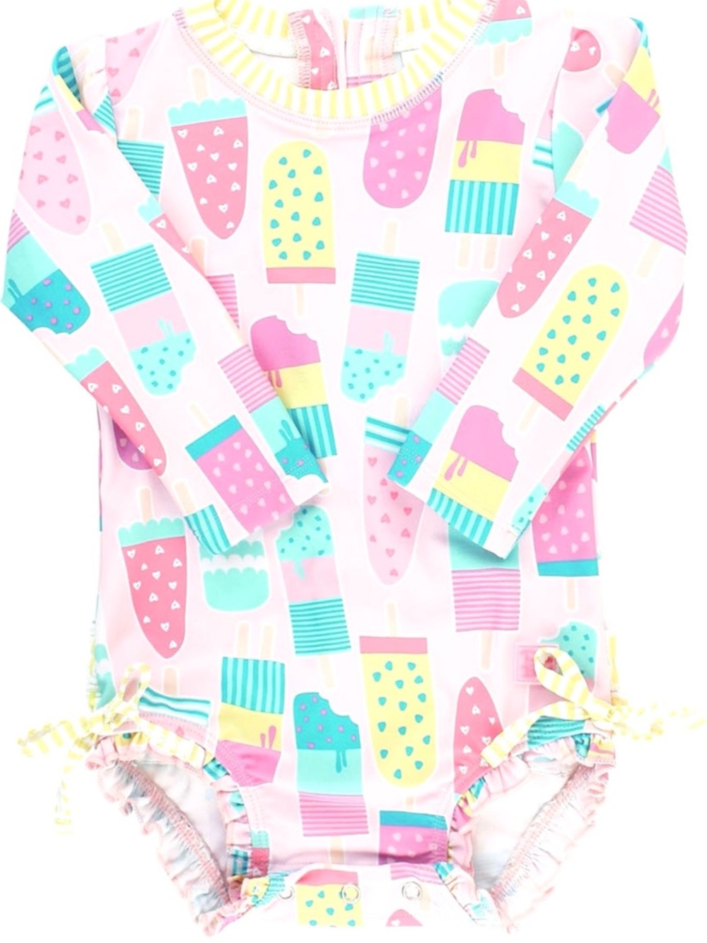 Ruffle Butts Girls Popsicle Print Long-Sleeve Swimsuit